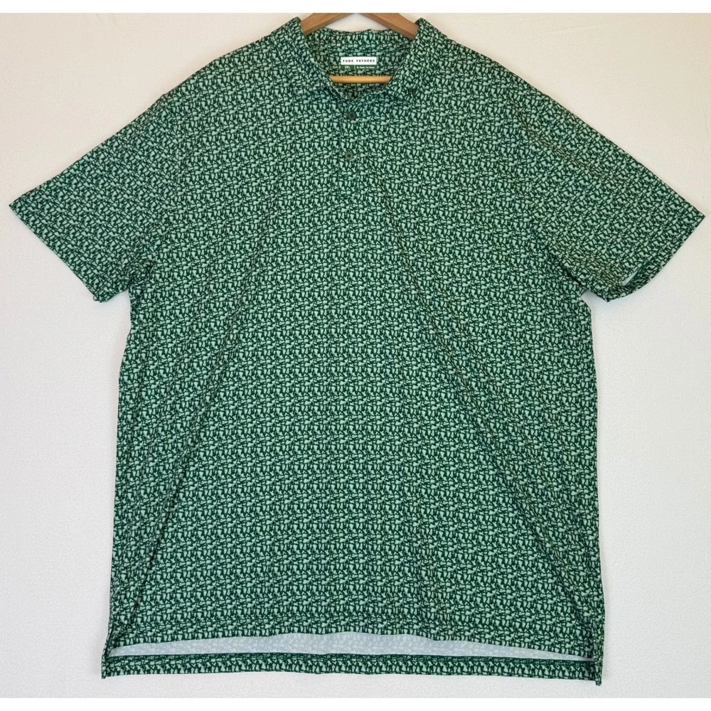 Fore Fathers Green All-Over-Print Golfing Dad Polo Stretch Performance Sz 3XL - Picture 2 of 11